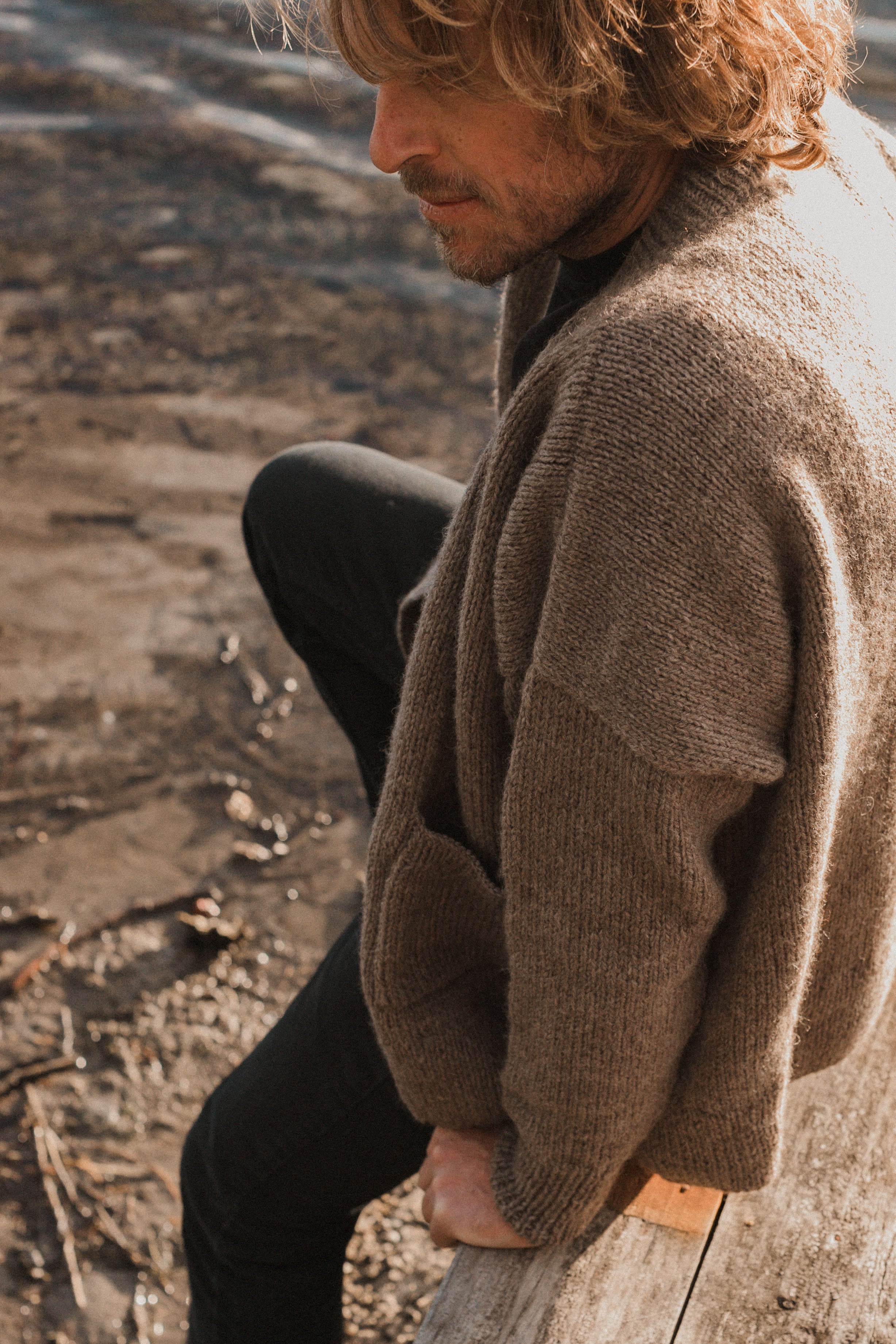 Teo Andean Wool Cardigan - Mushroom