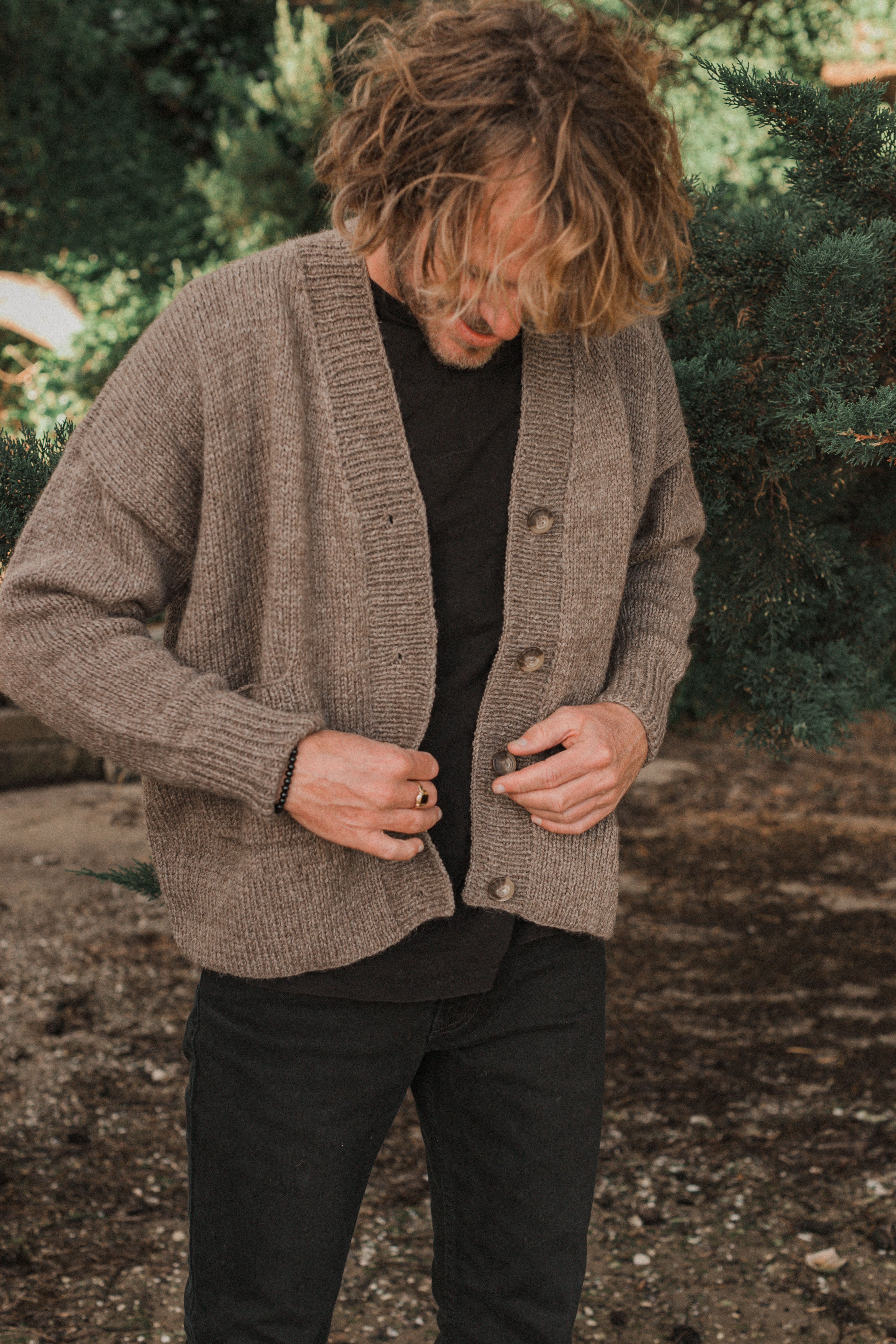 Teo Andean Wool Cardigan - Mushroom