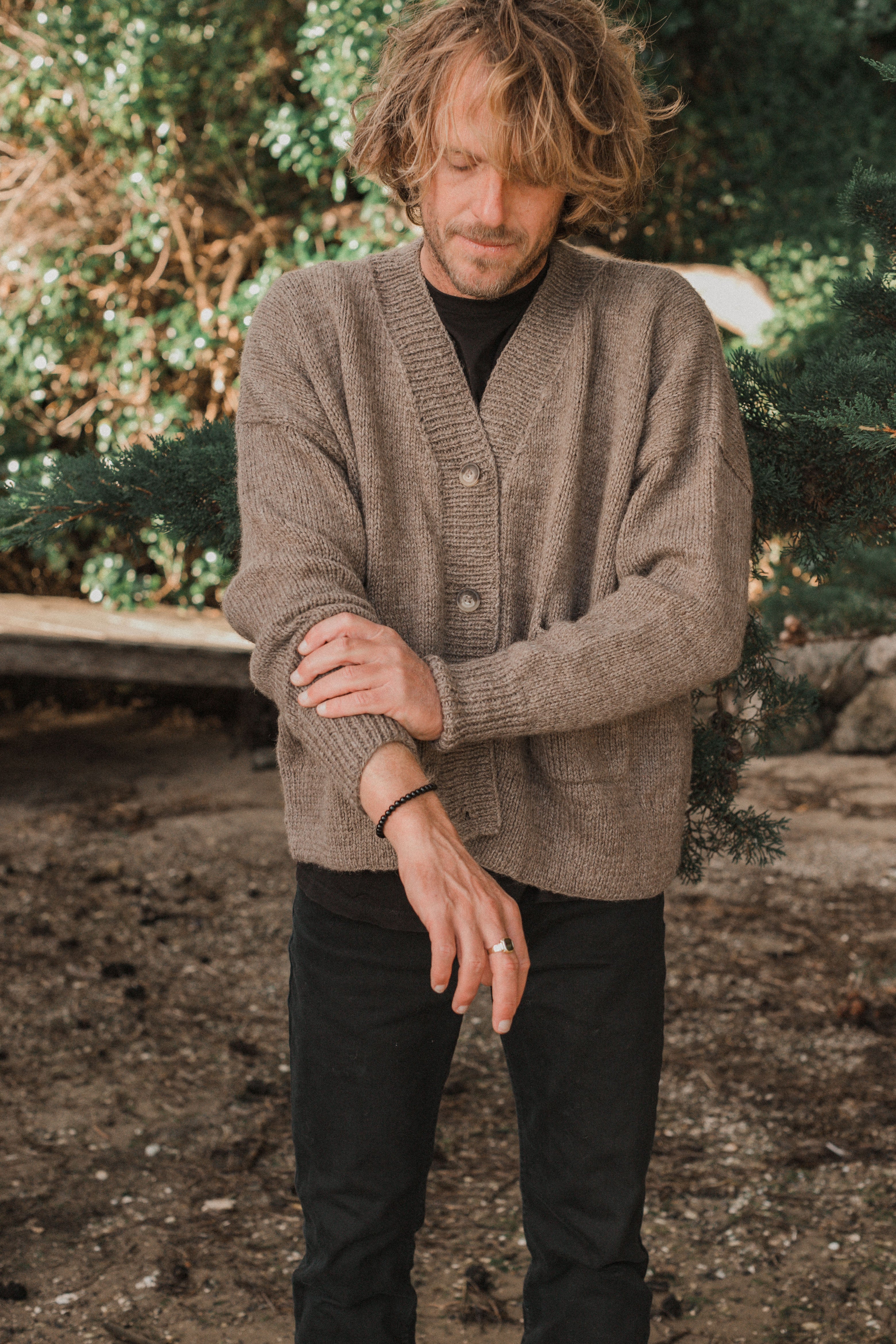 Teo Andean Wool Cardigan - Mushroom