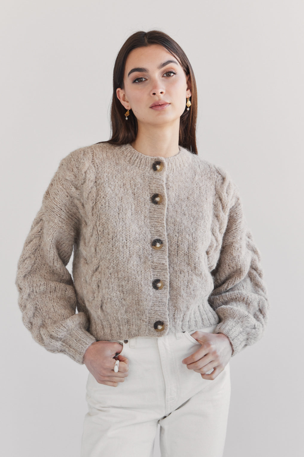 Lima Alpaca Cardigan - Beige
