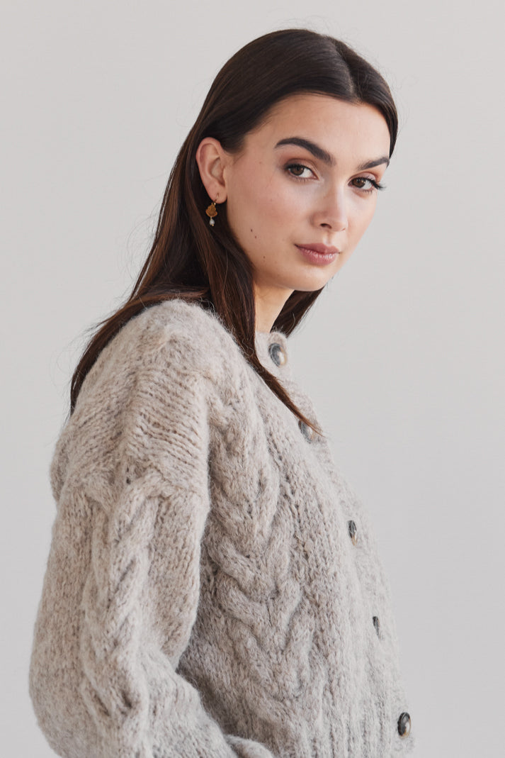 Lima Alpaca Cardigan - Beige