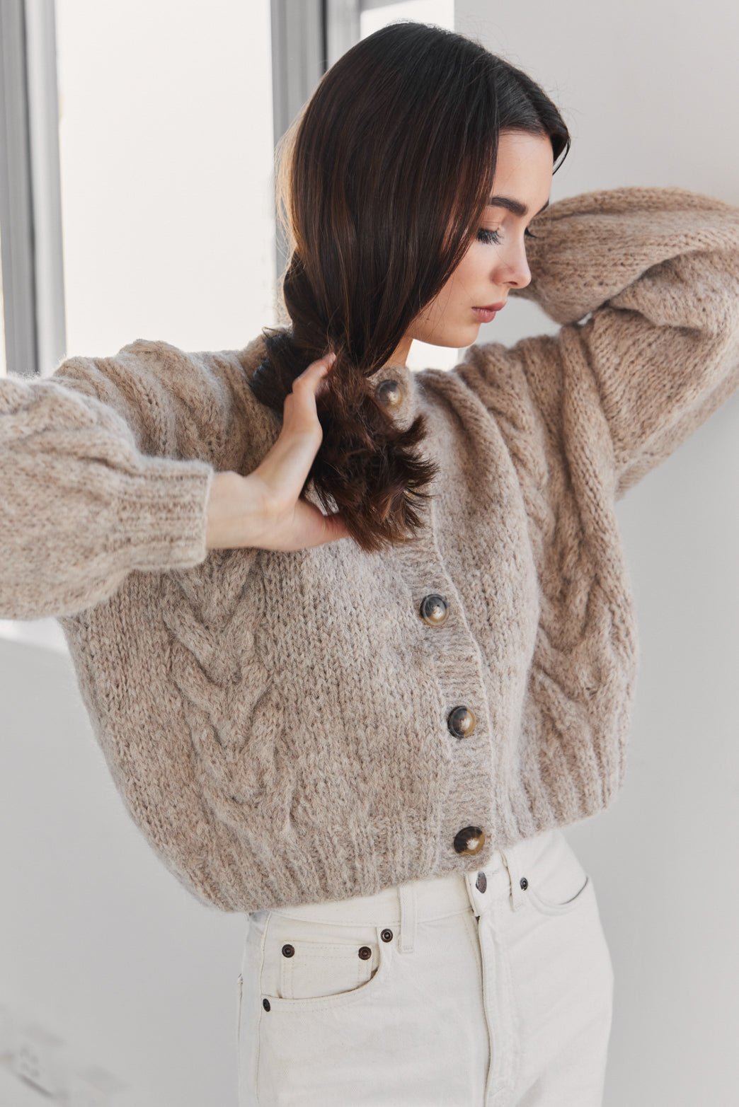 Lima Alpaca Cardigan - Beige