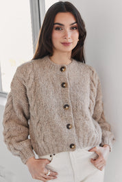 Lima Alpaca Cardigan - Beige