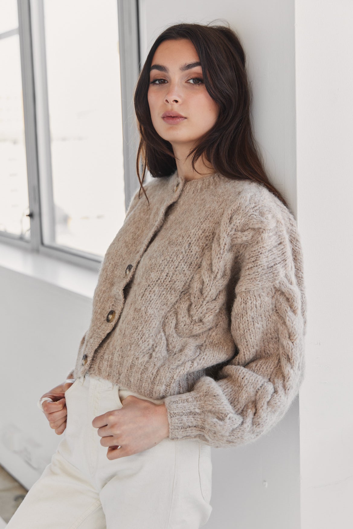 Lima Alpaca Cardigan - Beige