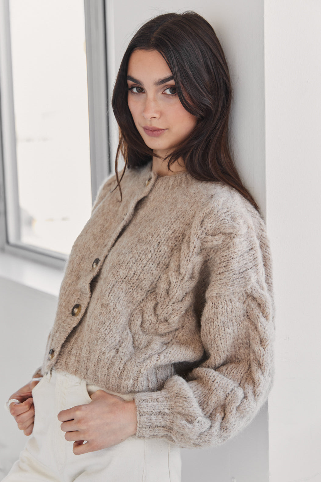 Lima Alpaca Cardigan - Beige