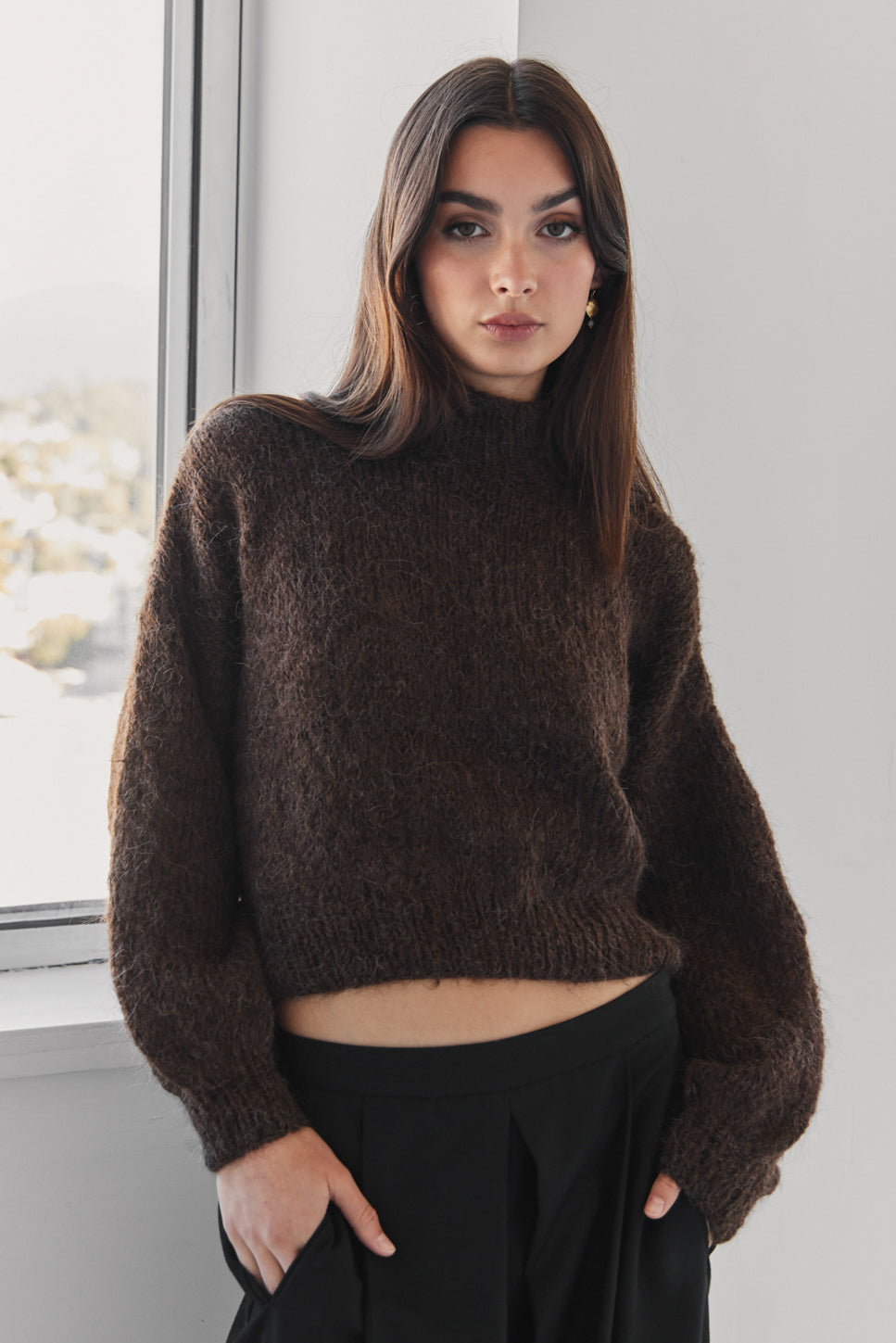 Suri Alpaca Crop - Chocolate Brown