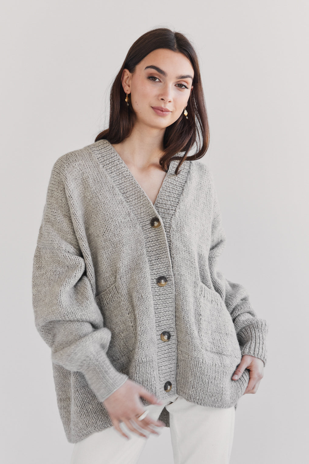 Teo Andean Wool Cardigan - Fog – Once Upon an Artisan