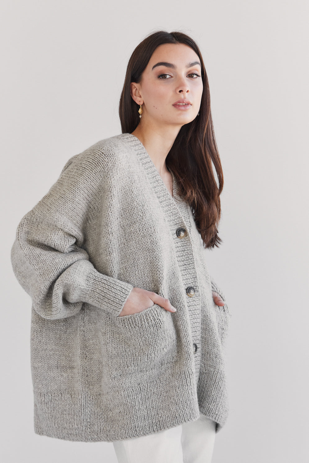 Teo Andean Wool Cardigan - Fog