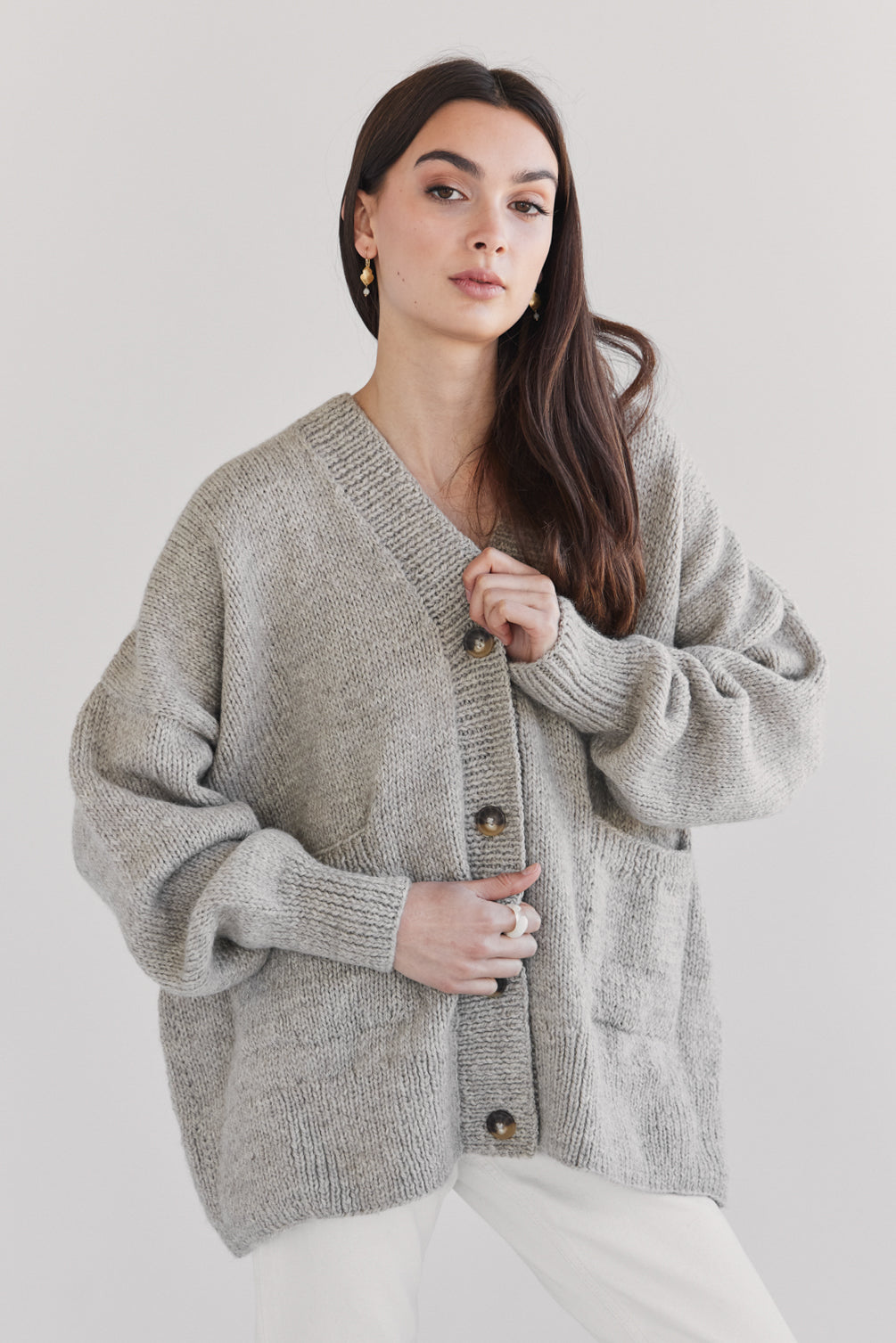 Teo Andean Wool Cardigan - Fog