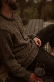 The Andean — Men's Heritage Roll-Neck Knit (tweed brown)