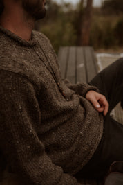 The Andean — Men's Heritage Roll-Neck Knit (tweed brown)