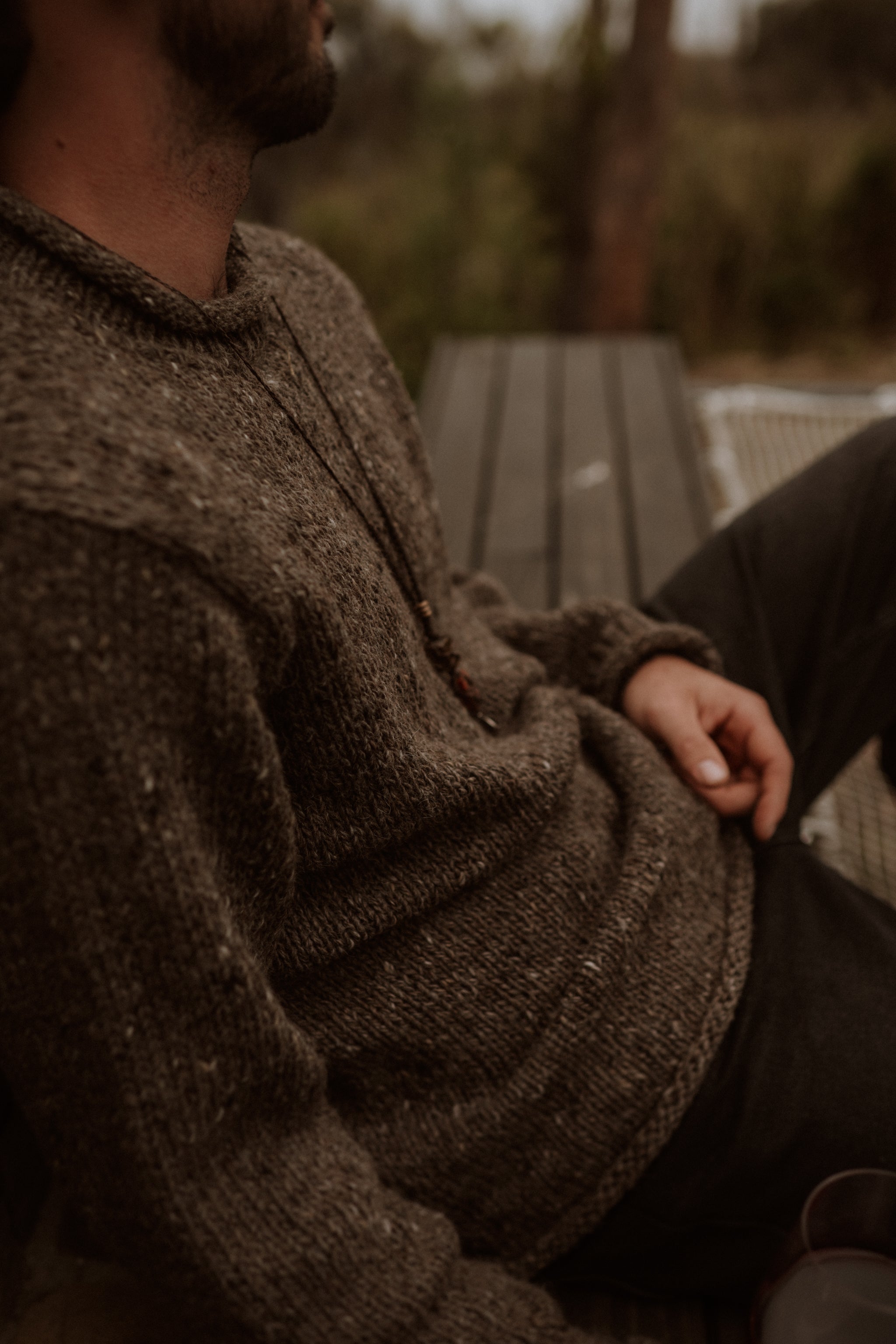 The Andean — Men's Heritage Roll-Neck Knit (tweed brown)