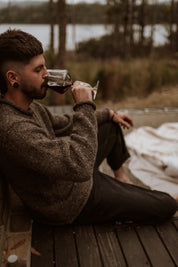 The Andean — Men's Heritage Roll-Neck Knit (tweed brown)