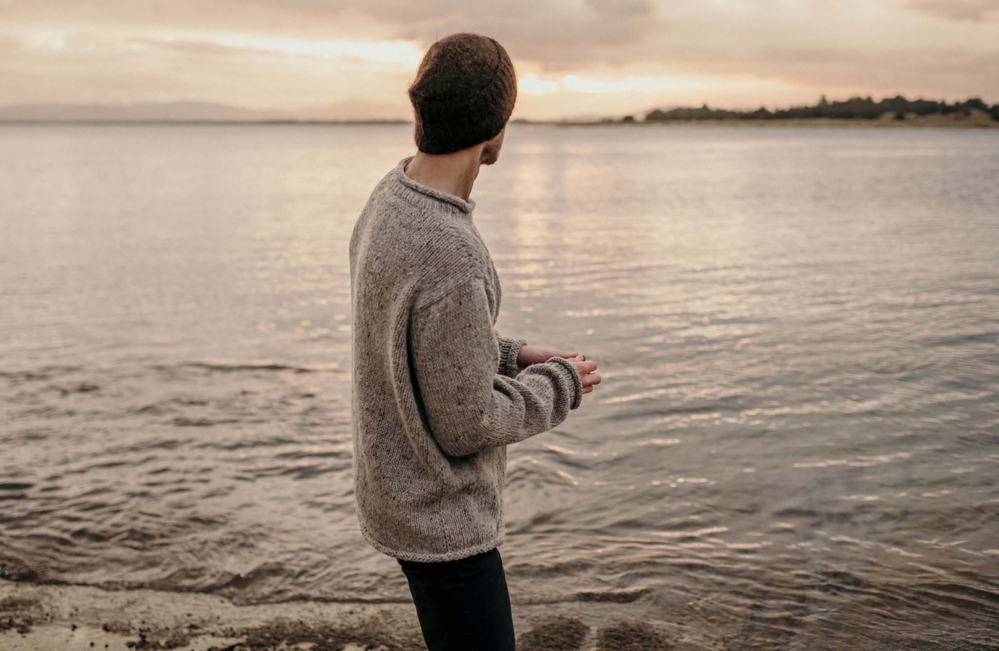 The Andean — Men's Heritage Roll-Neck Knit (Tweed Grey)
