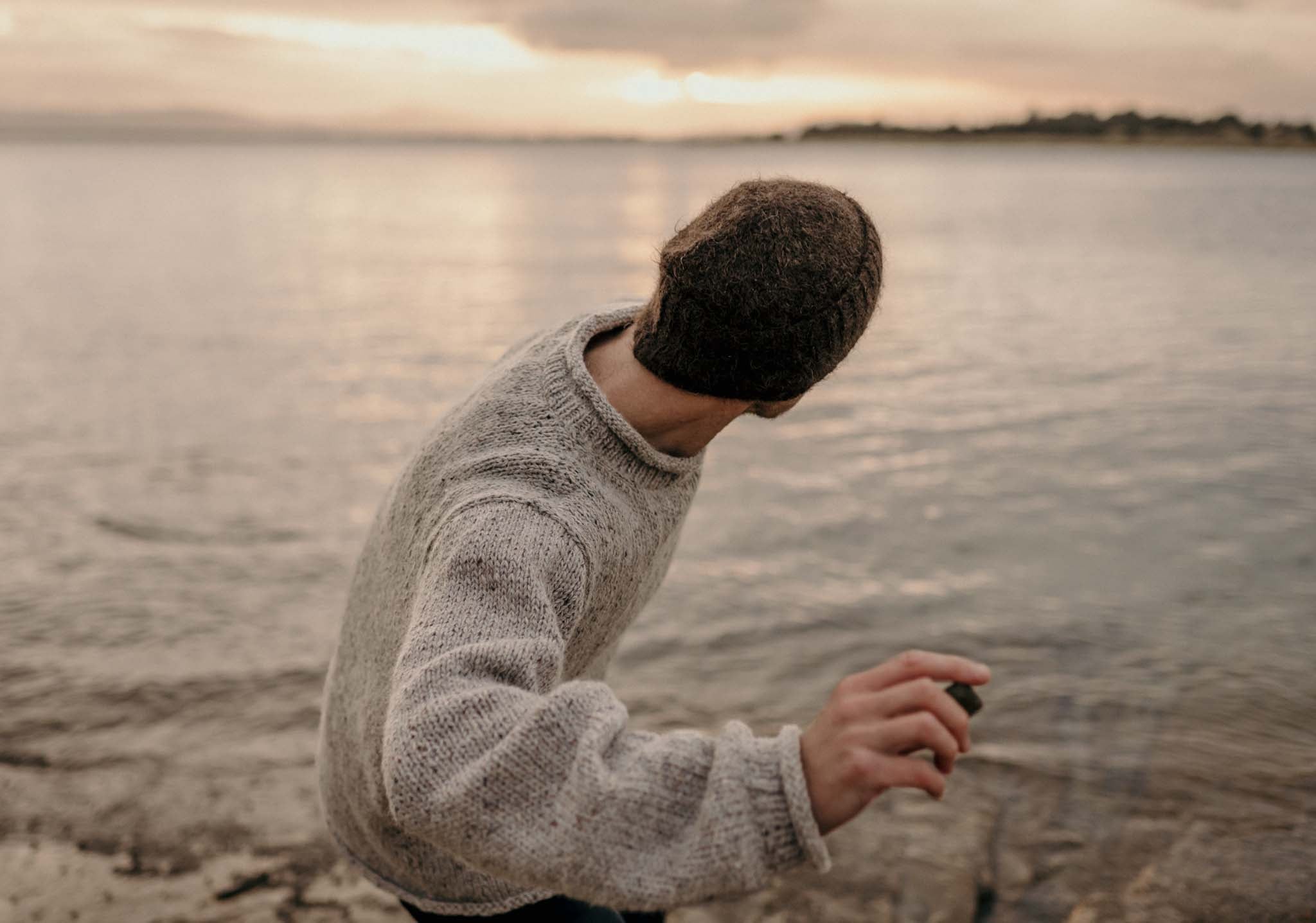The Andean — Men's Heritage Roll-Neck Knit (Tweed Grey)