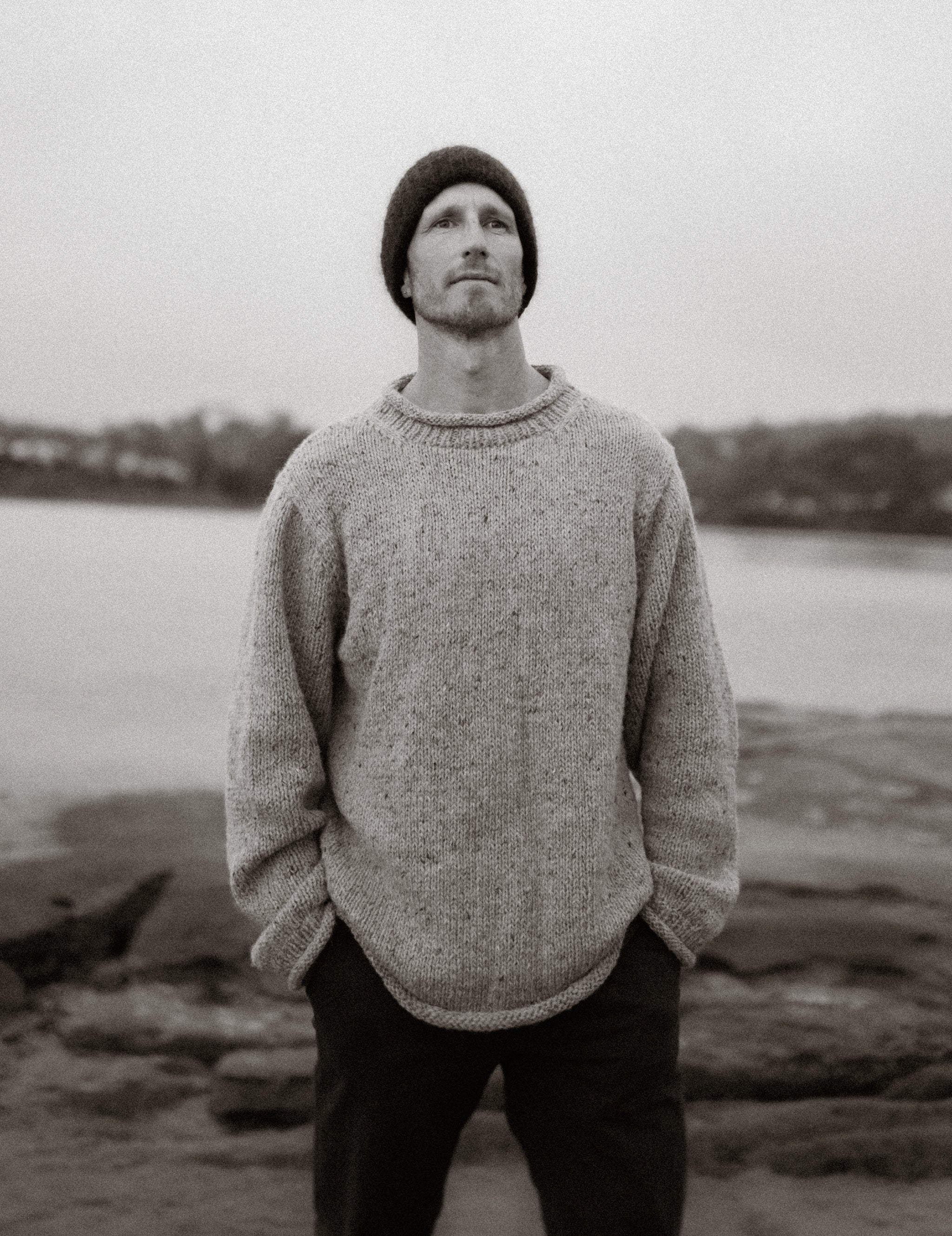 The Andean — Men's Heritage Roll-Neck Knit (Tweed Grey)