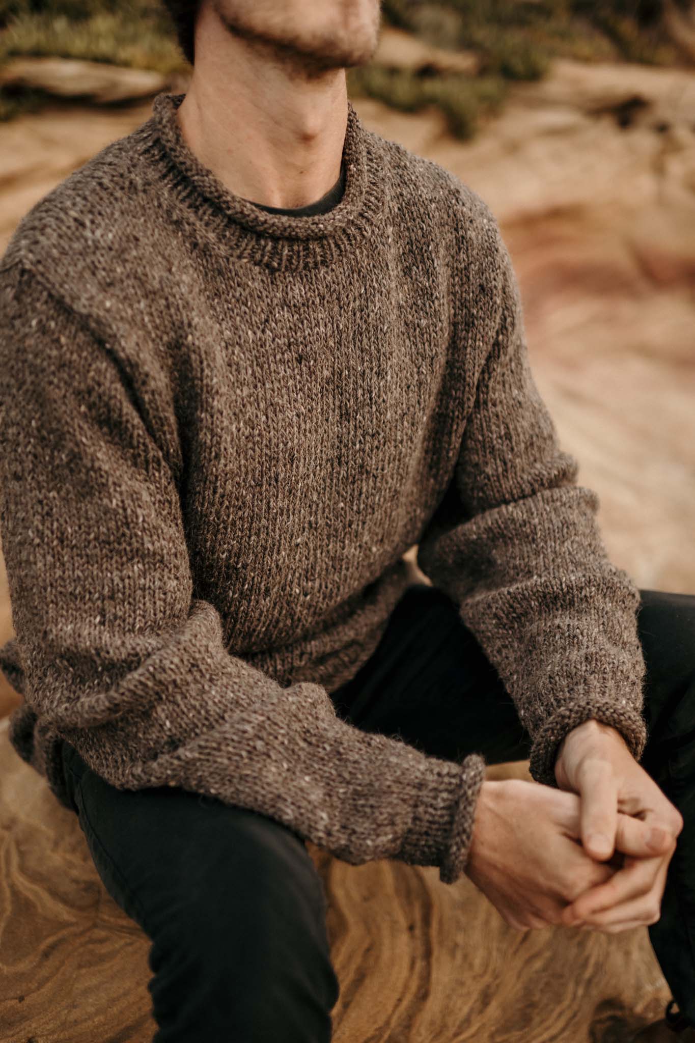 The Andean — Men's Heritage Roll-Neck Knit (tweed brown)