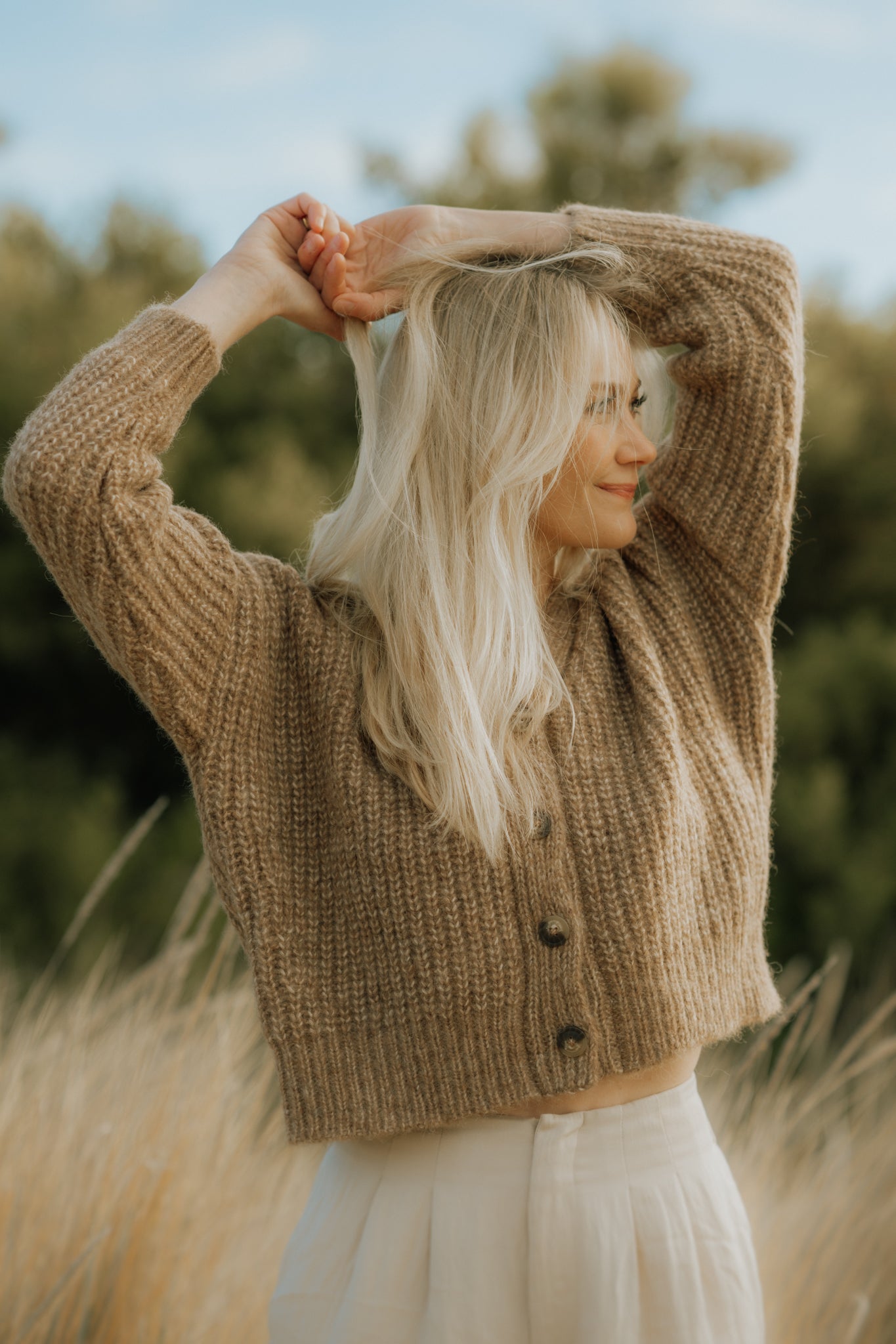 NEW - Bonita Cropped Cardi - Caramel