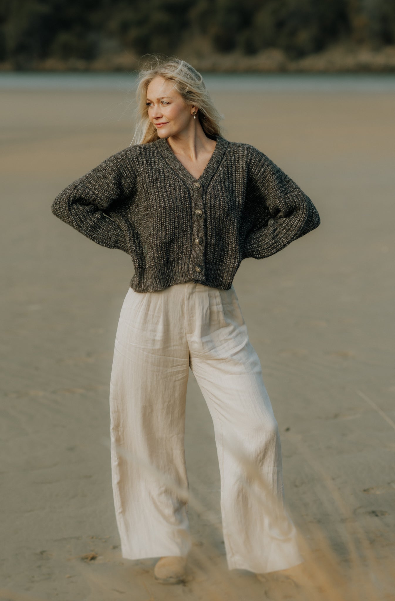 NEW - Bonita Cropped Cardi - Charcoal