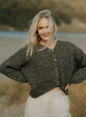 NEW - Bonita Cropped Cardi - Charcoal