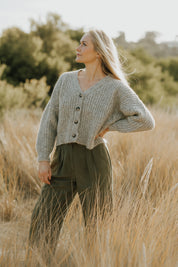 NEW - Bonita Cropped Cardi - Fog