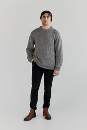 The Andean — Men's Heritage Roll-Neck Knit (Tweed Grey)