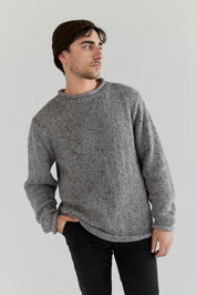 The Andean — Men's Heritage Roll-Neck Knit (Tweed Grey)