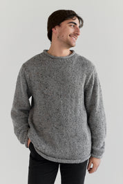 The Andean — Men's Heritage Roll-Neck Knit (Tweed Grey)