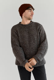 The Andean — Men's Heritage Roll-Neck Knit (tweed brown)