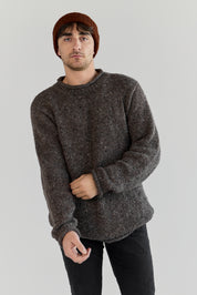 The Andean — Men's Heritage Roll-Neck Knit (tweed brown)