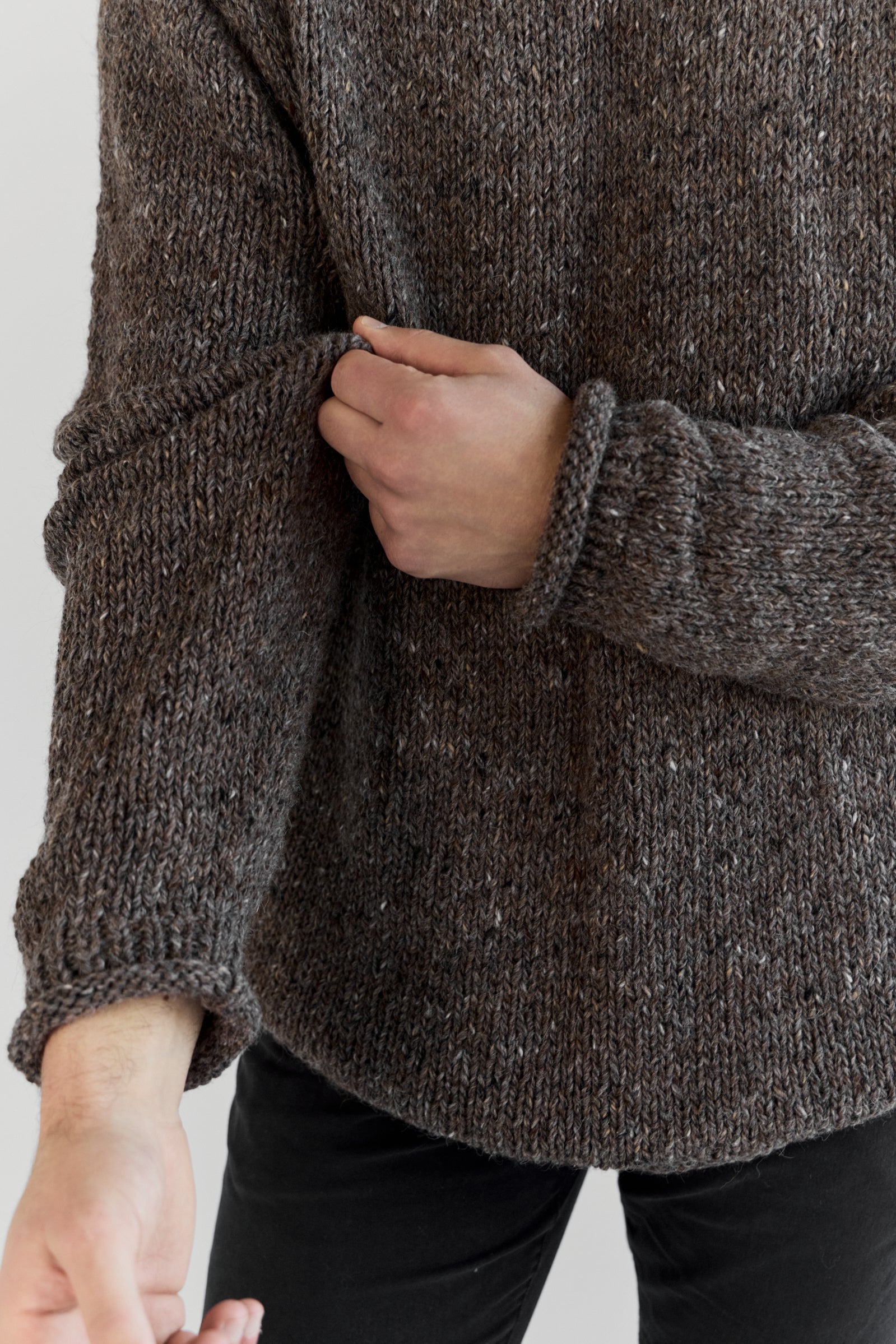 The Andean — Men's Heritage Roll-Neck Knit (tweed brown)