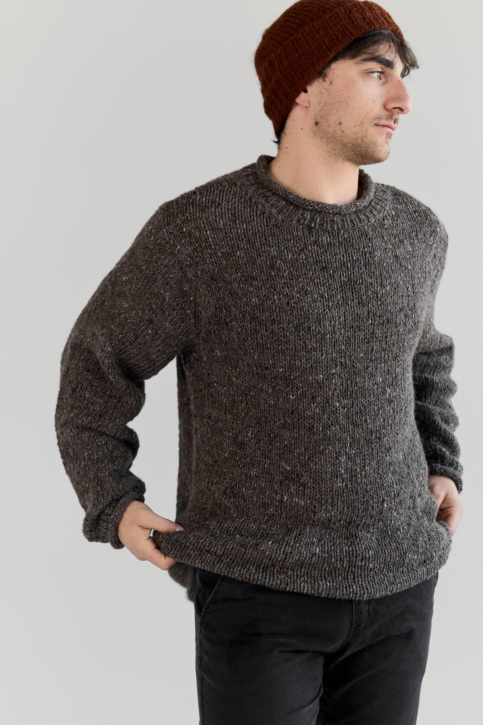 The Andean — Men's Heritage Roll-Neck Knit (tweed brown)