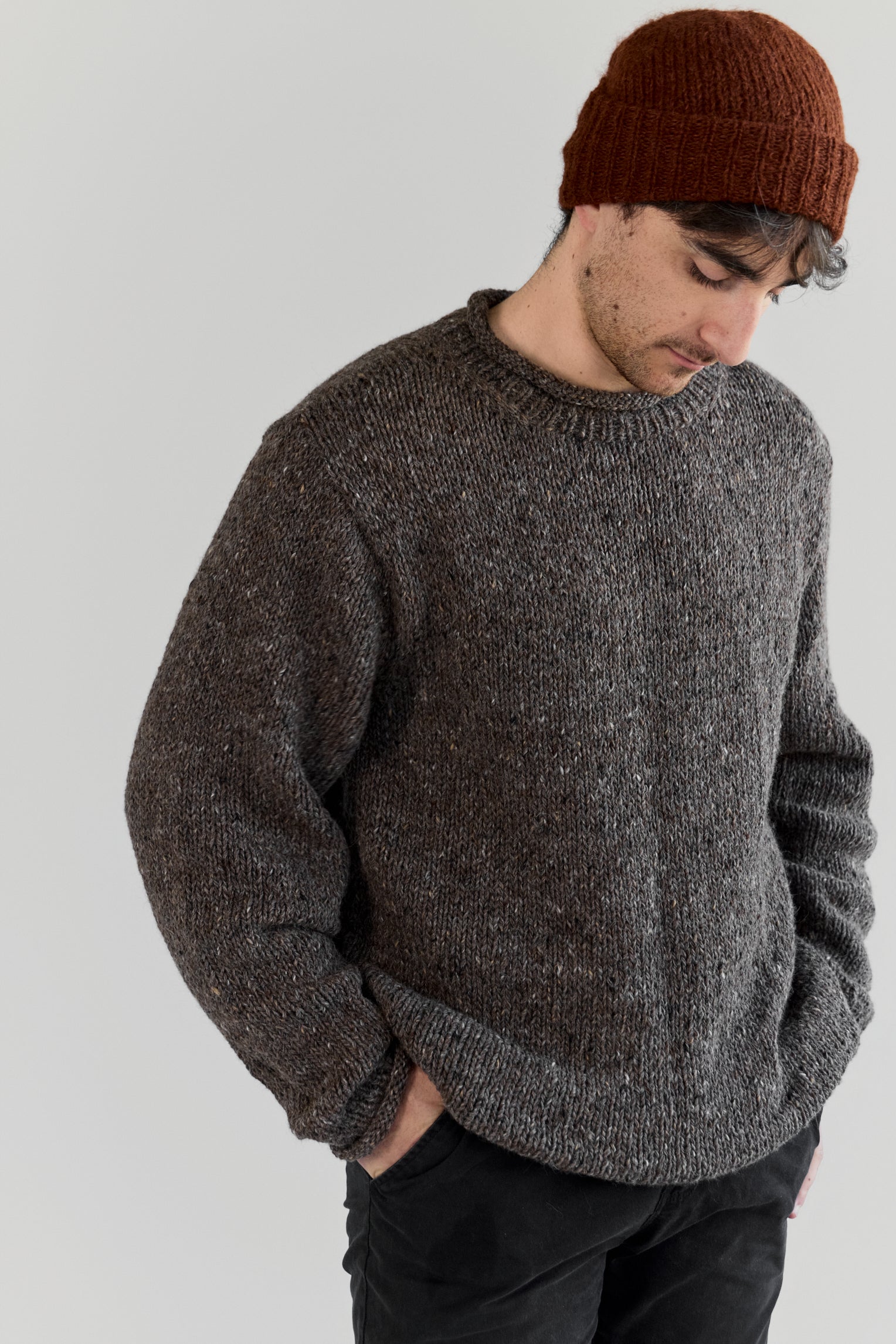 The Andean — Men's Heritage Roll-Neck Knit (tweed brown)