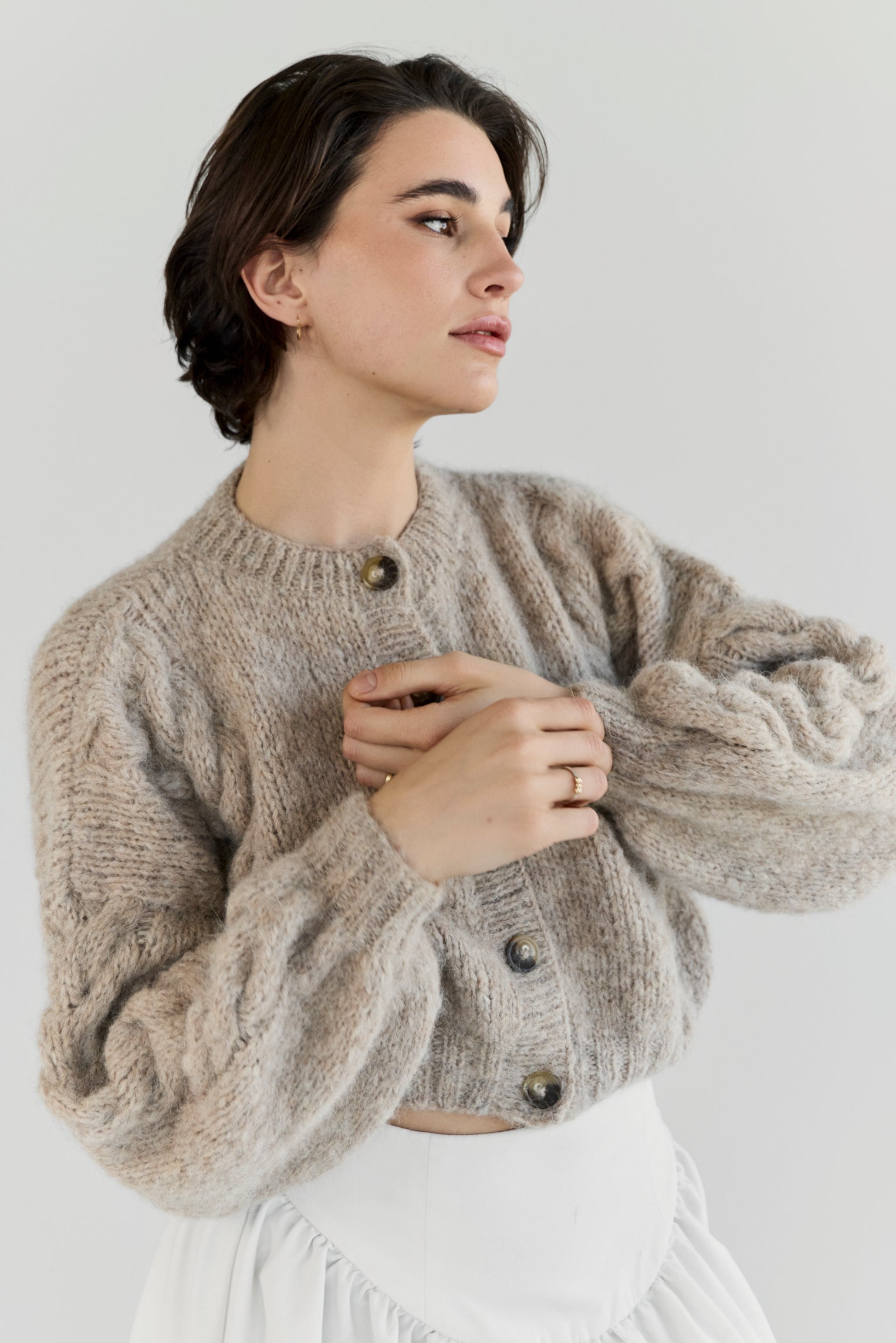 Lima Alpaca Cardigan - Beige
