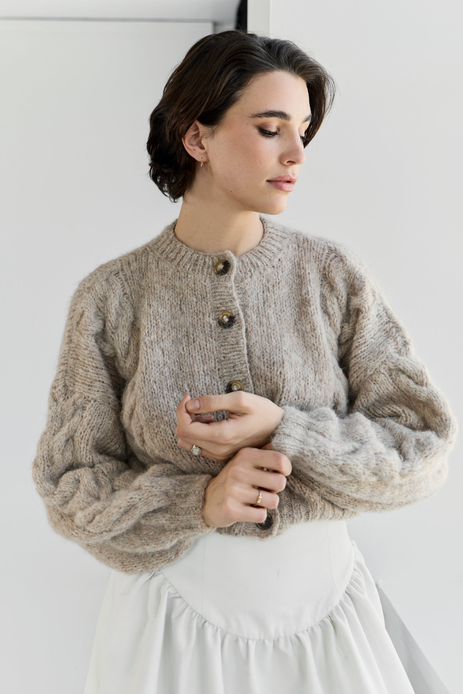 Lima Alpaca Cardigan - Beige