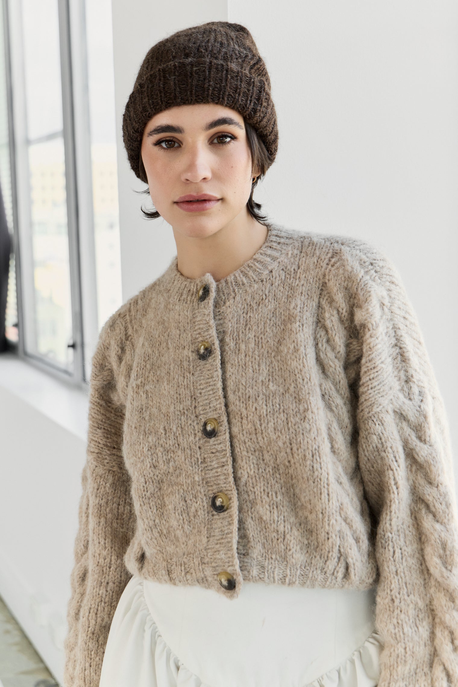 Lima Alpaca Cardigan - Beige