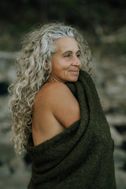 Florian Alpaca Throw - Moss Green