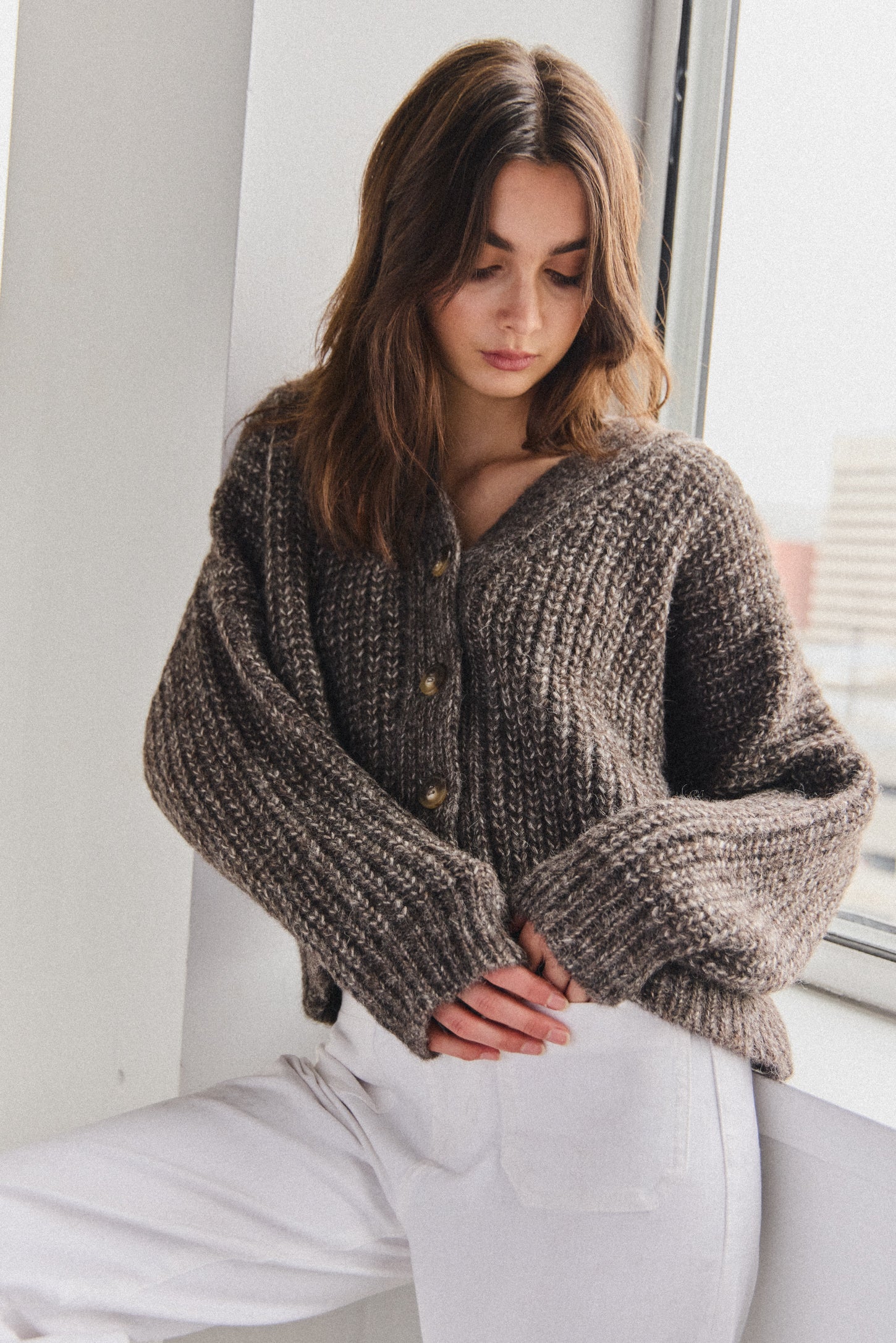 NEW - Bonita Cropped Cardi - Charcoal