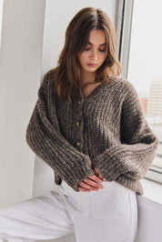 NEW - Bonita Cropped Cardi - Charcoal