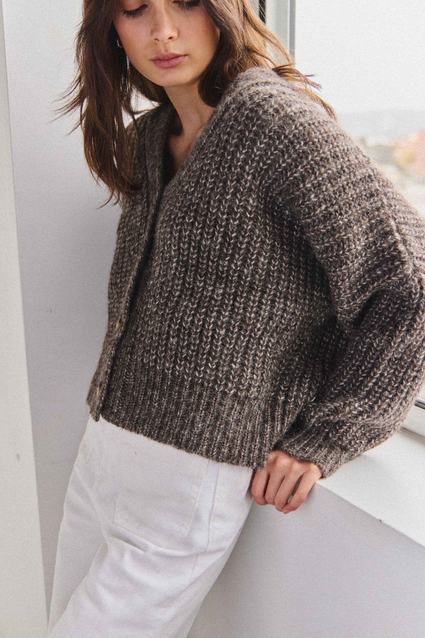 NEW - Bonita Cropped Cardi - Charcoal